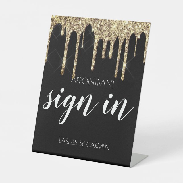 Signe De Table Parties scintillant en or noir - signature (Recto)