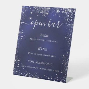 Signe De Table Parties scintillant marine bleu argent mariage men