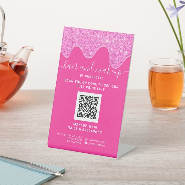 Signe De Table Parties scintillant rose néon gouttes maquillage n (In SItu)