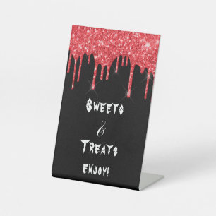 Signe De Table Parties scintillant rouge noir gouttes de sucrerie