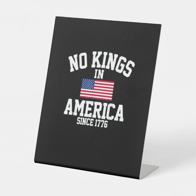 Signe De Table Pas de rois en Amérique Drapeau USA Rétro Style Co (Recto)
