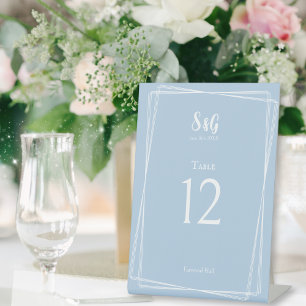 Signe De Table Pastel Blue Elegant Mariage Réception Numéro de ta
