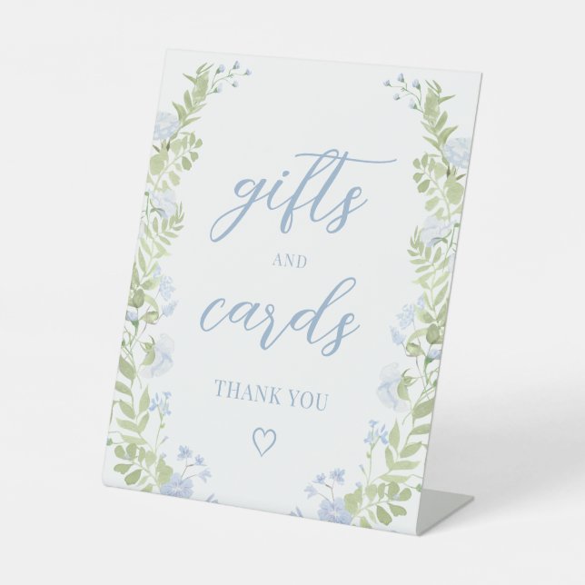 Signe De Table Pastel Blue Flower Wedding Gifts and Cards Sign (Recto)