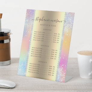 Signe De Table Pastel Holographic Parties scintillant Diamonds Me