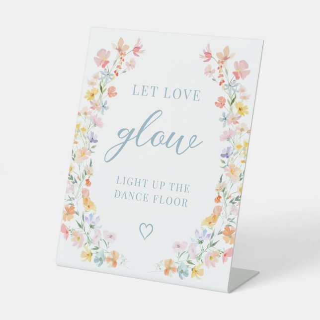 Signe De Table Pastel Meadow Floral Mariage laisser l'amour lumin (Recto)