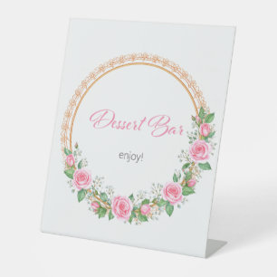 Signe De Table Pastel Pink Roses & Baby’s Breath Desert Bar