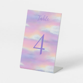 Signe De Table Pastel Rainbow Sky Baby shower Numéro de table