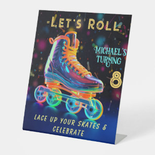 Signe De Table Patinage à rouleaux Affiches de bienvenue, 8 ans