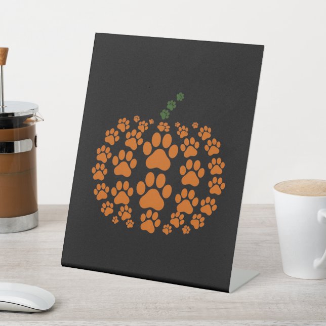 Signe De Table Patte Citrouille Empreinte de Patte de Chien Actio (In SItu)