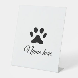 Signe De Table Patte de chien noire ajouter un nom de compagnie t
