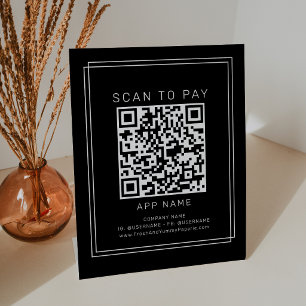 Signe De Table Payer par scan Avery Moderne Noir Entreprise