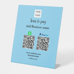 Signe De Table Paypal Cashapp numérisation pour payer QR ajouter