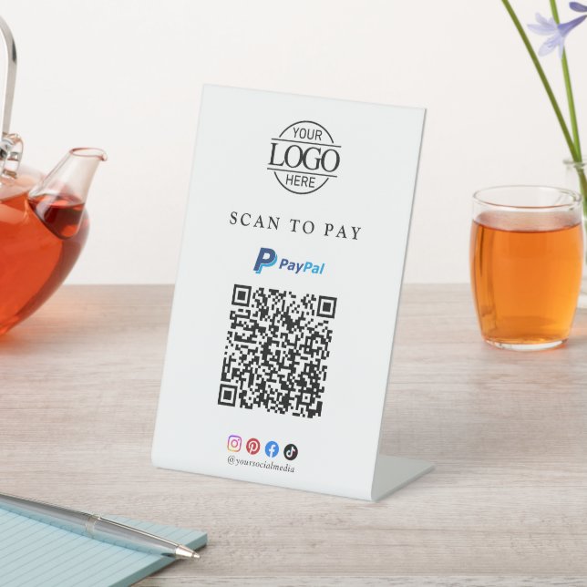 Signe De Table PayPal Scan To Pay Logo Code QR Entreprise pour Ta (In SItu)