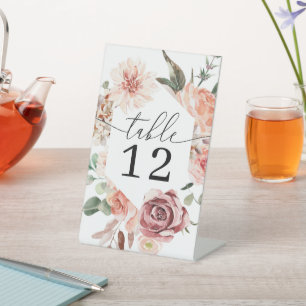 Signe De Table Pays Boho Rose Numéro de tableau du Mariage