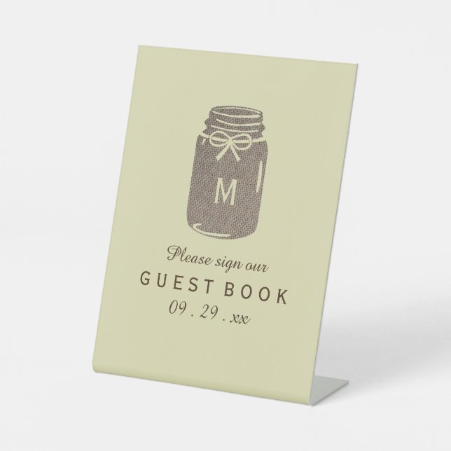 Signe De Table Pays Burlap Mason Jar Mariage (Recto)