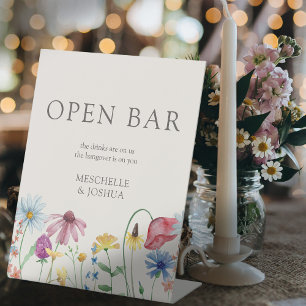 Signe De Table Pays de Fleurs Sauvages Floral Mariage Bar Ouvert