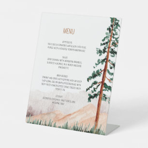 Signe De Table Paysage de montagnes rustique élégant Menu Invi