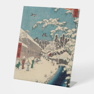 Signe De Table Paysage hivernal d'Hiroshige japon ukiyo-e antique