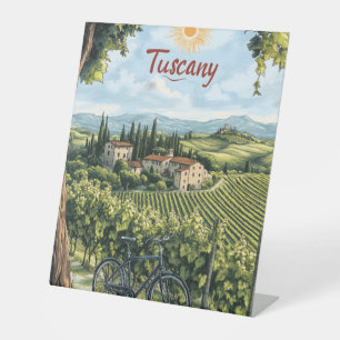 Signe De Table Paysage toscan avec vignobles et un vélo