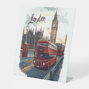Signe De Table Paysage urbain de Londres avec bus à impériale et