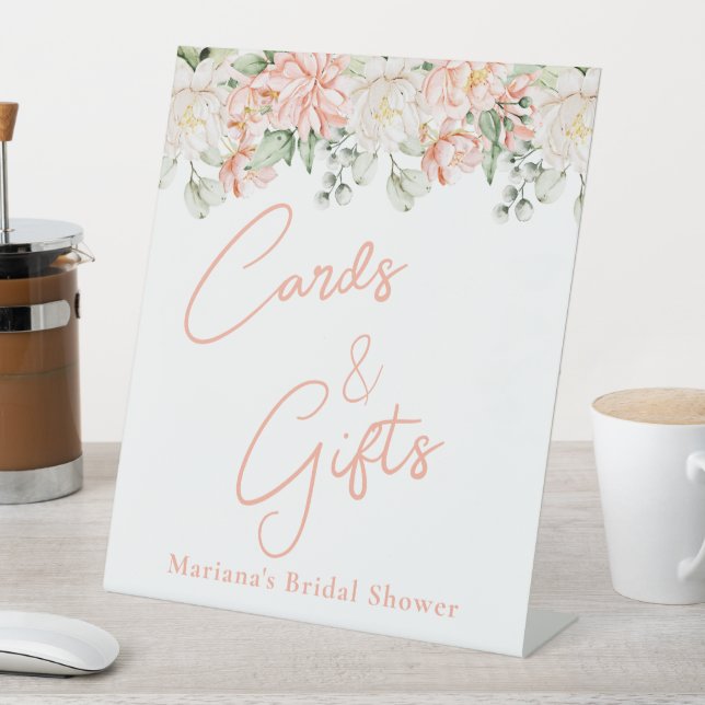 Signe De Table Peach Floral Fêtes des mariées Cartes & Cadeaux (In SItu)