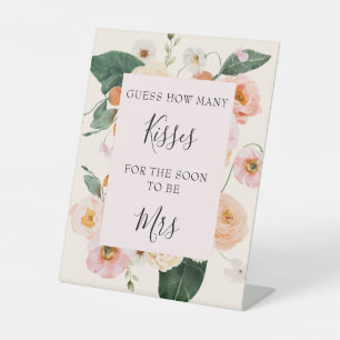 Signe De Table Peach rose Floral Devinez Combien De Baisers