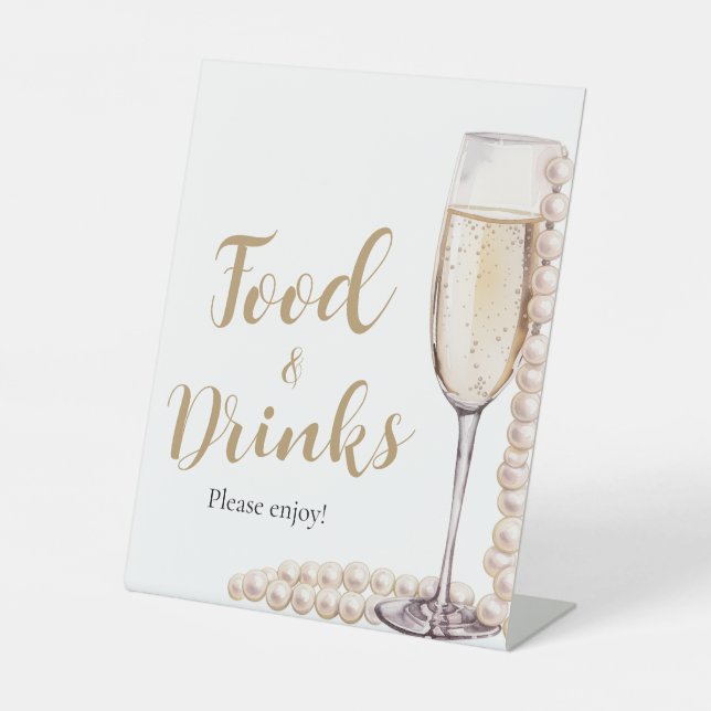 Signe De Table Pearles d'or et Prosecco Champagne Nourriture et b (Recto)