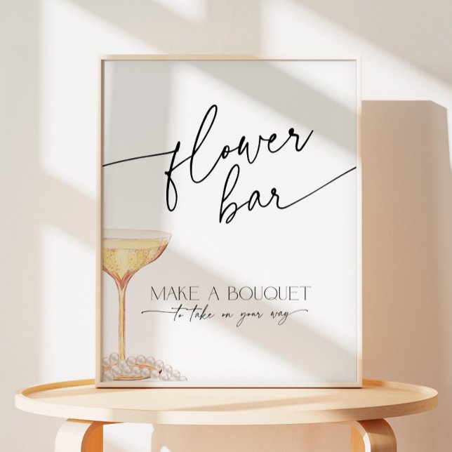 Signe De Table Pearls et Prosecco barre de fleurs neutres favoris (Créateur téléchargé)