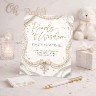 Signe De Table Pearls of Wisdom for Mom-to-be Baby Shower Sign
