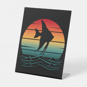 Signe De Table Pêche au coucher du soleil Poisson vintage