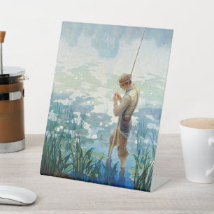 Signe De Table Pêche au Thoreau à Walden Pond par N. C. Wyeth
