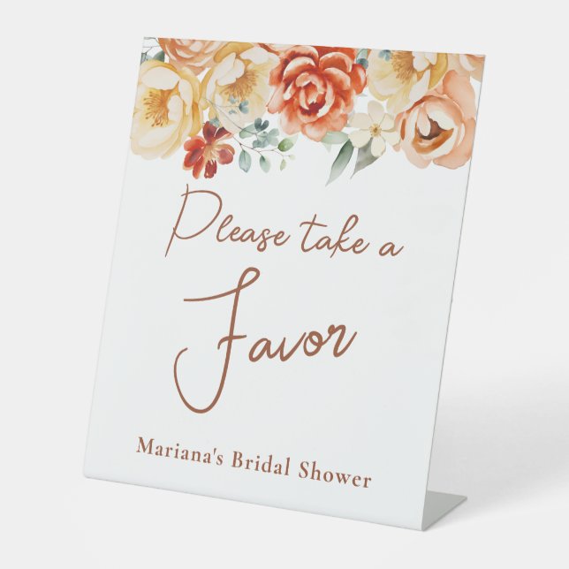 Signe De Table Pêche de rouille Floral Mariage nuptiale Faveurs (Recto)