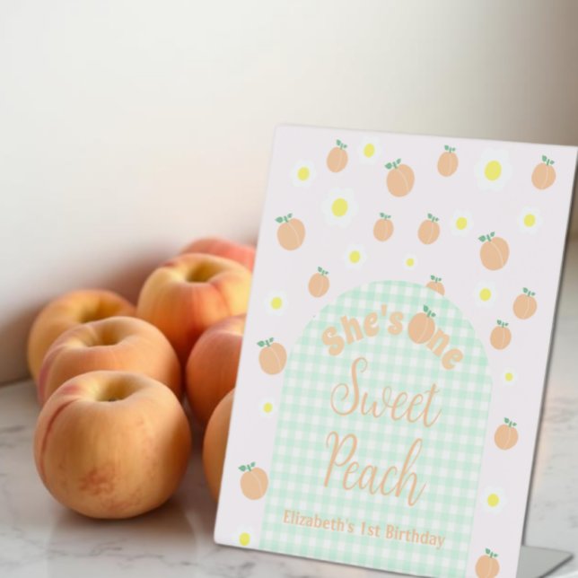 Signe De Table Pêche Sucrée 1er Anniversaire (Créateur téléchargé)