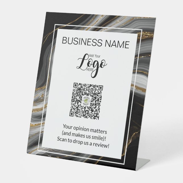 Signe De Table Pedestal QR Code Review Sign – Review   (Recto)
