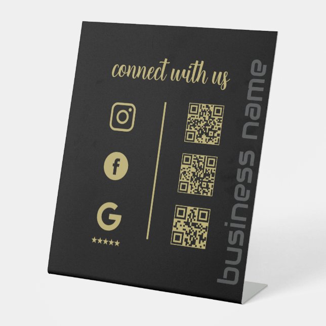 Signe De Table Pedestal Sign – Connect With Us QR Display (B) (Recto)