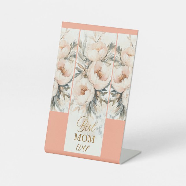 Signe De Table Peinture à l'huile texturée Peonies - Elégant Moth (Recto)