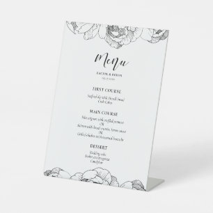 Signe De Table Peoné noir et blanc élégant menu de mariage