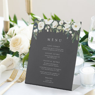 Signe De Table Peony blanc Menu Cadre Floral Aquarelle