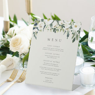 Signe De Table Peony blanc   Menu Cadre Floral Aquarelle