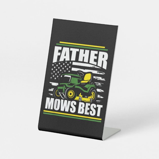 Signe De Table Père Mows Meilleur Drapeau Amusant De Pelouse (Recto)