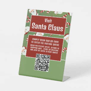 Signe De Table Père Noël Candy, Visiter Père Noël, QR Code Queue
