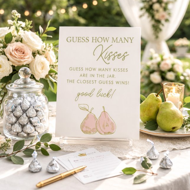 Signe De Table Perfect Pear Bridal Shower Guess How Many Kisses (Créateur téléchargé)