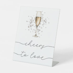 Signe De Table Perles de Champagne d'or et Prosecco encouragent à