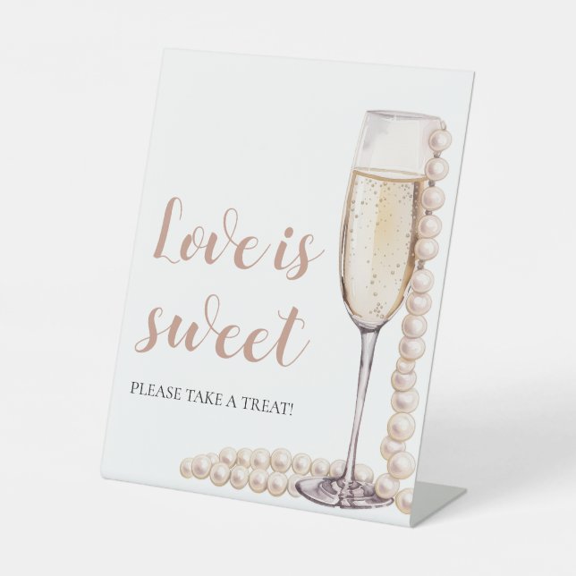 Signe De Table Perles et Champagne Prosecco L'amour est doux Sign (Recto)