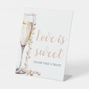 Signe De Table Perles et Prosecco Champagne L'amour est doux sign