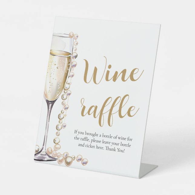 Signe De Table Perles et Prosecco Fête des mariées Jeu de Raffle  (Recto)