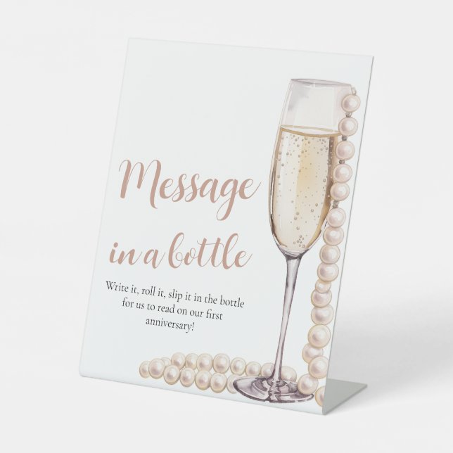 Signe De Table Perles et Prosecco Message dans une bouteille panc (Recto)