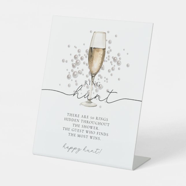 Signe De Table Perles & Prosecco Ring Fête des mariées Jeu (Recto)