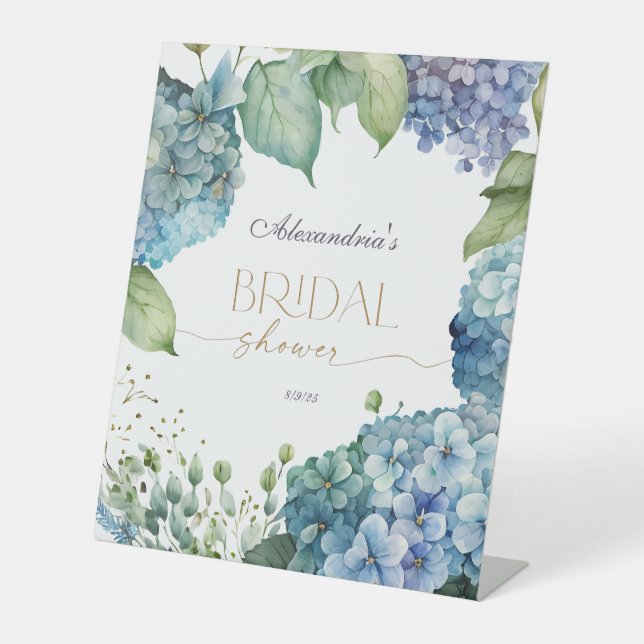Signe De Table Personalise Bridal Shower Blue Hydrangeas (Recto)