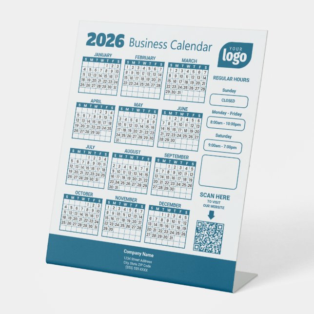 Signe De Table Personalized 2026 Business Calendar Pedestal Sign (Recto)